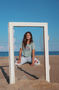 Circle Wave Teal Crop Top